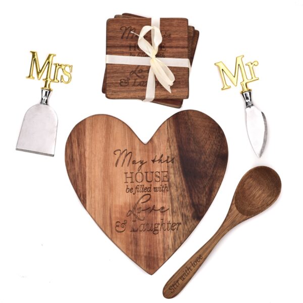 Mr and mrs cheese board gift set