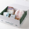 bath gift set with handmade soap, bath bombs and a honey lip balm