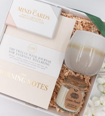 Need assistance to start your journaling journey? This set including mind cards and a morning journal has the prompts needed to get started!
Enjoy a cup of tea and a candle first thing in the morning