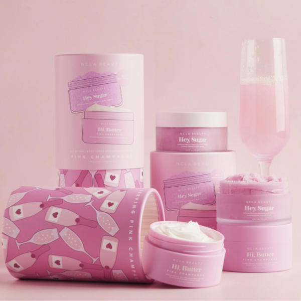 scrub and body butter set pink