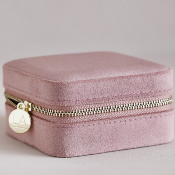 travel jewellery case dusky pink