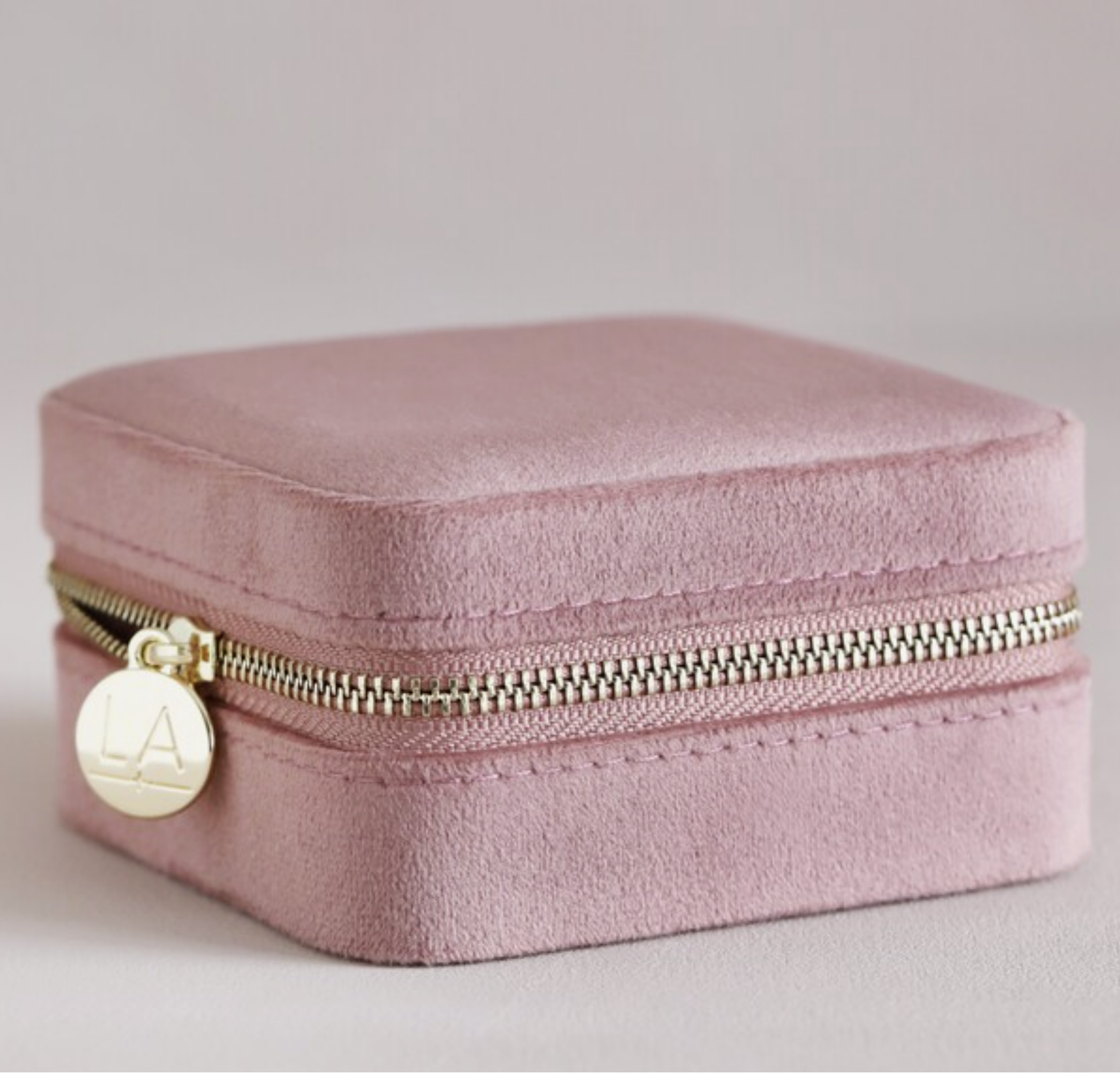 travel jewellery case dusky pink